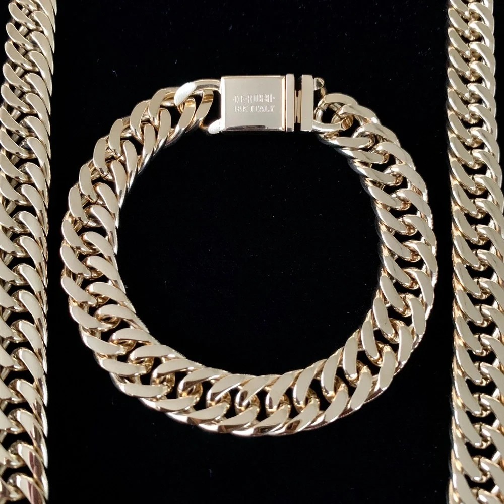 DOUBLE MIAMI CUBAN LINK BRACELET 18K GOLD MADE IN ITALY *LIFETIME WARRANTY*